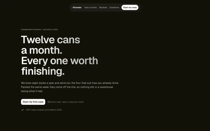 KILNWATER — Twelve Cans a Month